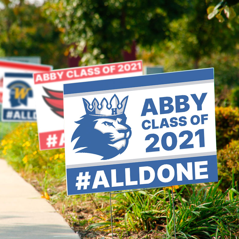 Abby's Hopkins High School 2021 grad party signs