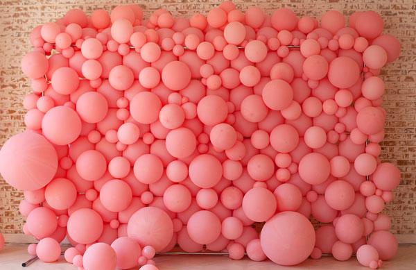 Grad party balloon wall pink color